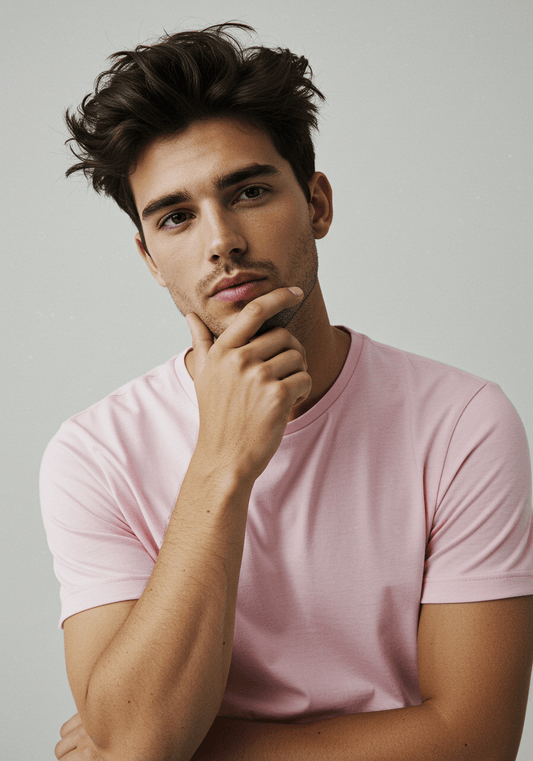 Classic Fit Solid T-Shirt - Baby Pink - Sooto