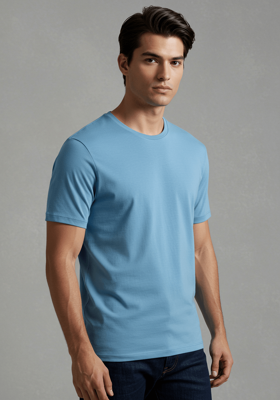 Classic Fit Solid T-Shirt - Sky Blue - Sooto