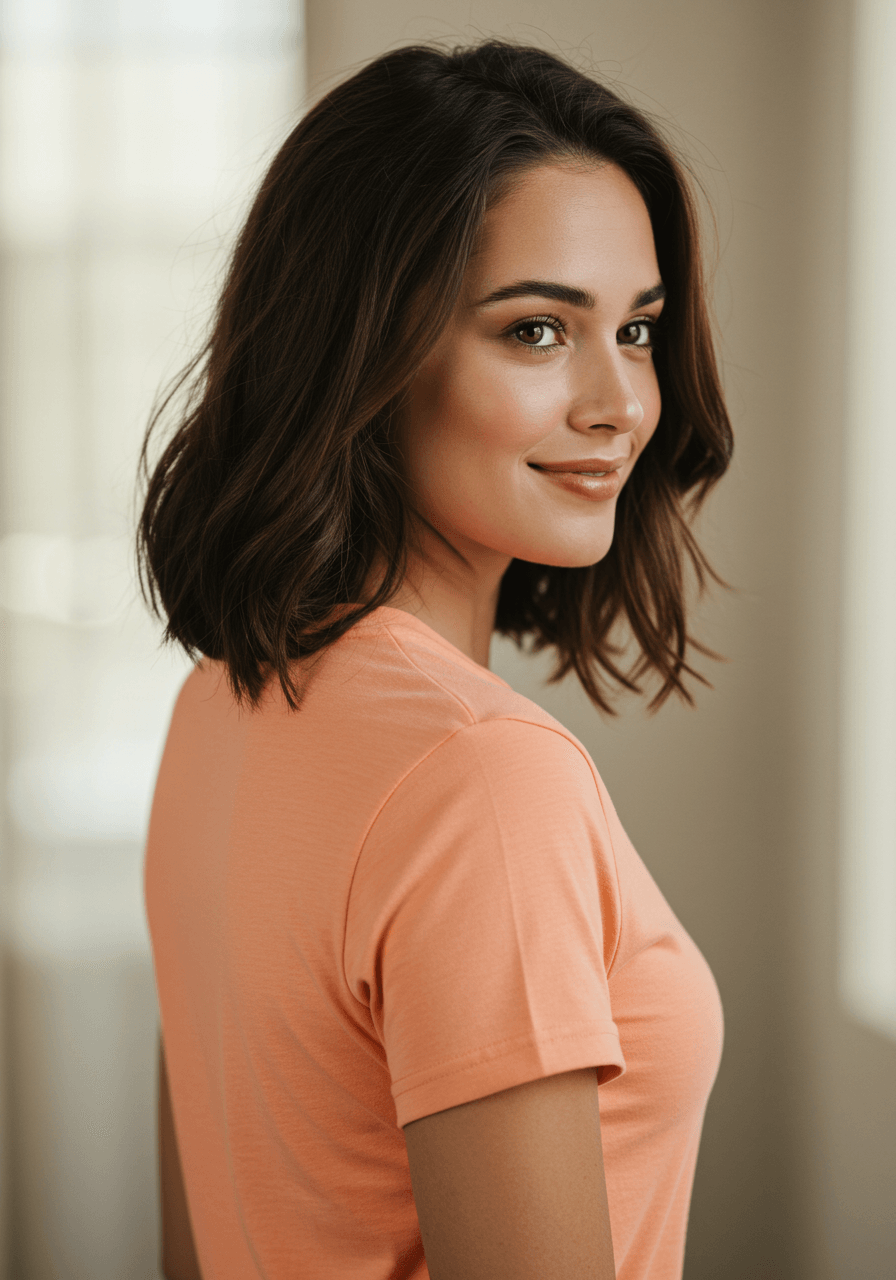 Classic Fit Solid T-Shirt - Peach - Sooto