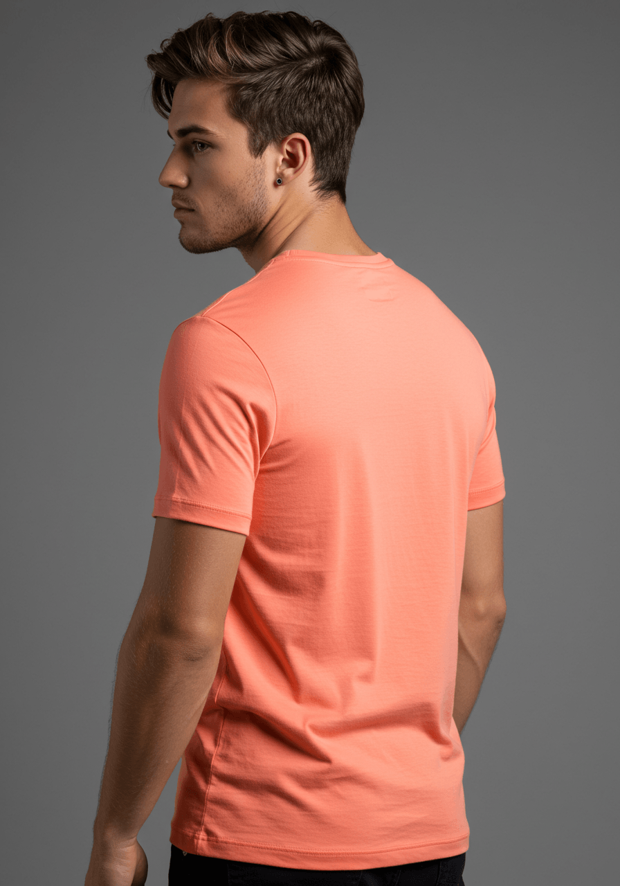 Classic Fit Solid T-Shirt - Peach - Sooto