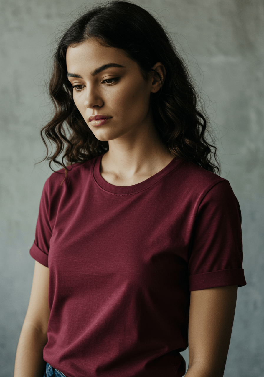 Classic Fit Solid T-Shirt - Maroon - Sooto