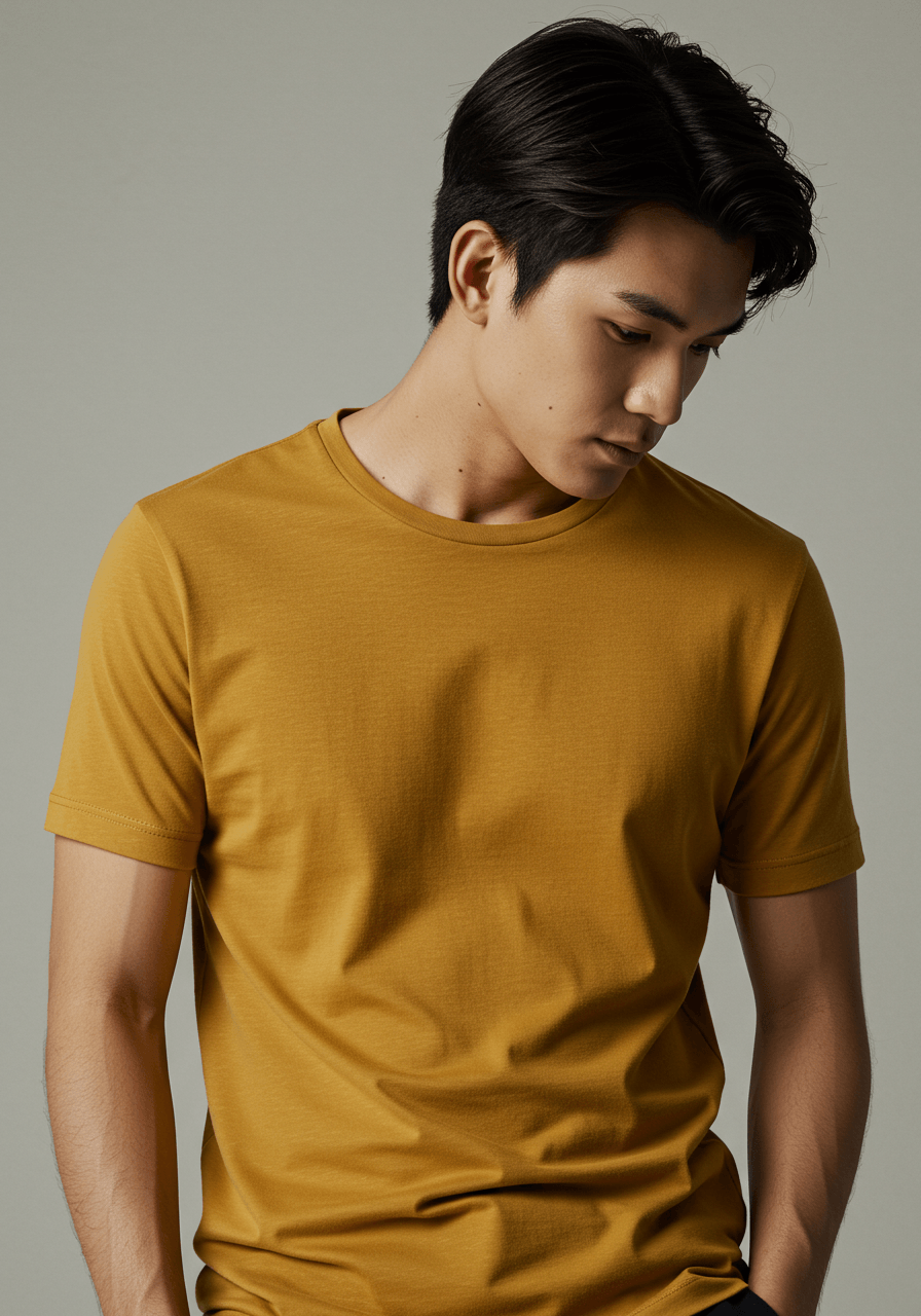 Classic Fit Solid T-Shirt - Mustard Yellow - Sooto