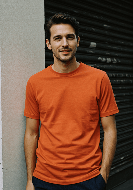 Classic Fit Solid T-Shirt - Orange - Sooto