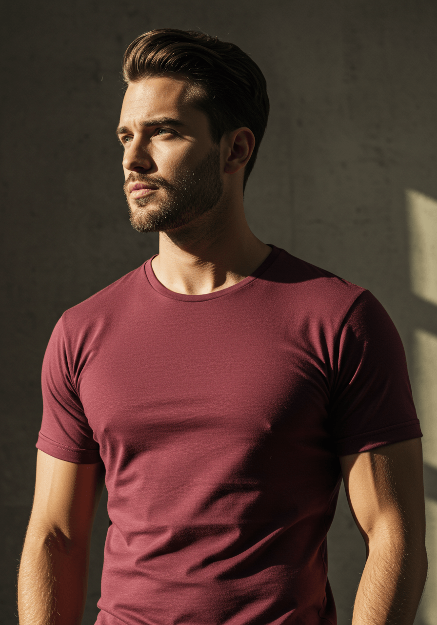 Classic Fit Solid T-Shirt - Maroon - Sooto