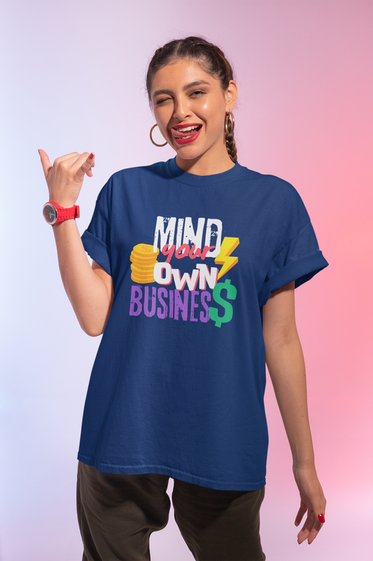 Mind Your Own Bisuness (White) - Oversized Comfort Fit T-Shirt - Sooto