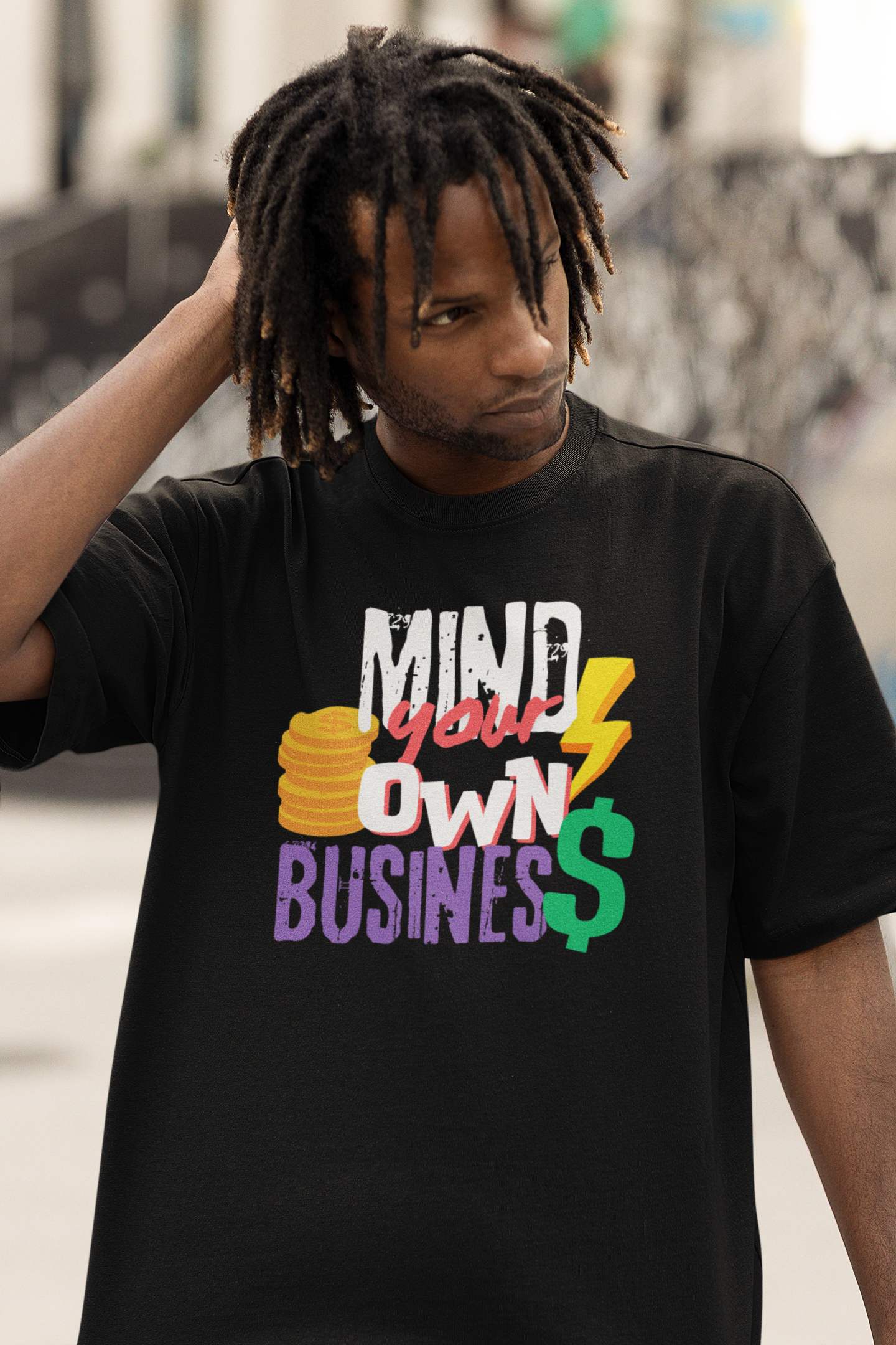 Mind Your Own Bisuness (White) - Oversized Comfort Fit T-Shirt - Sooto