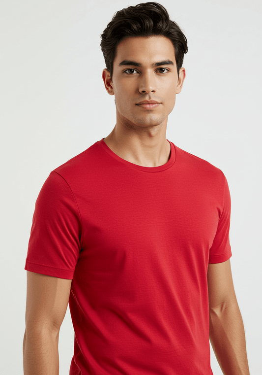 Classic Fit Solid T-Shirt - Red - Sooto