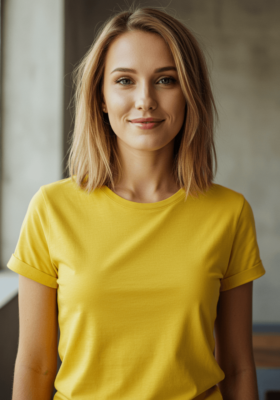 Classic Fit Solid T-Shirt - Yellow - Sooto