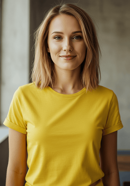 Classic Fit Solid T-Shirt - Yellow - Sooto