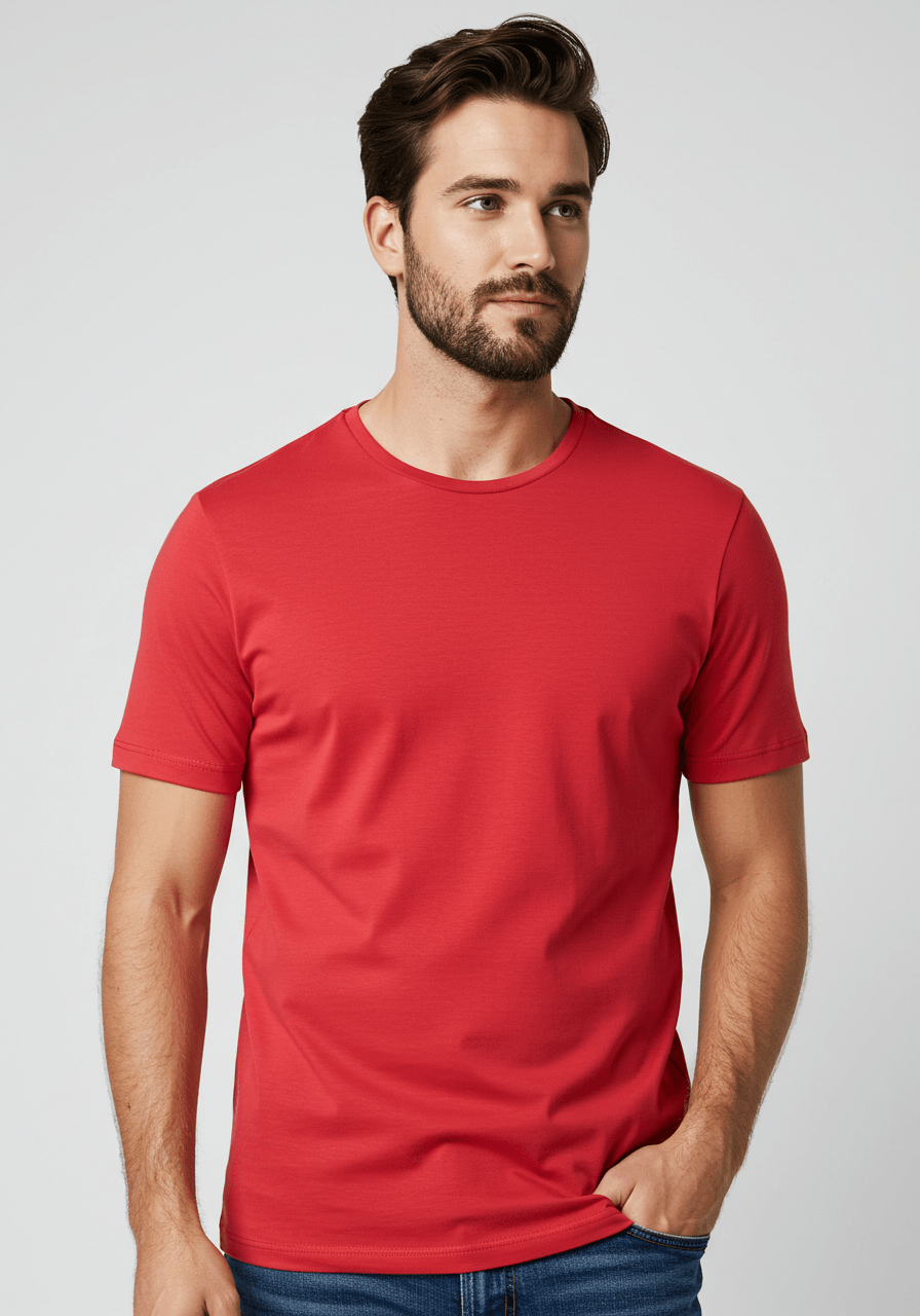 Classic Fit Solid T-Shirt - Red - Sooto