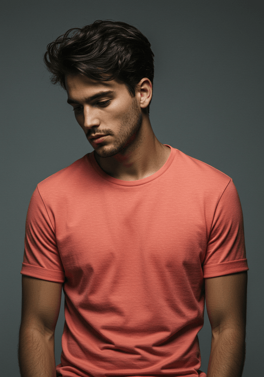 Classic Fit Solid T-Shirt - Coral - Sooto