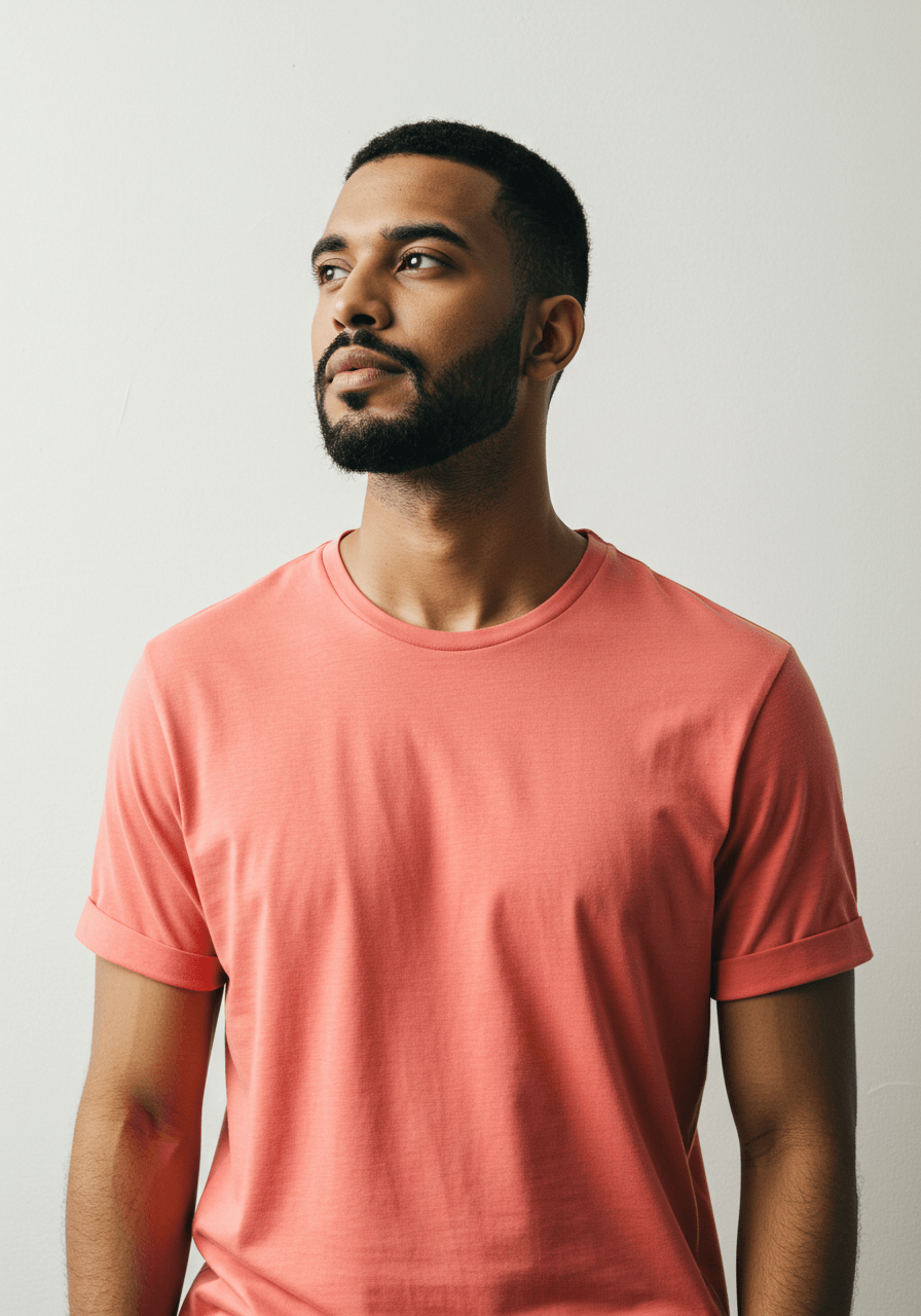 Classic Fit Solid T-Shirt - Coral - Sooto