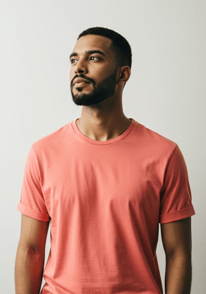 Classic Fit Solid T-Shirt - Coral - Sooto