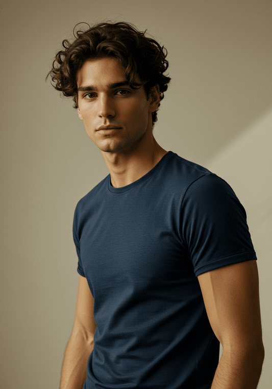 Classic Fit Solid T-Shirt - Navy Blue - Sooto