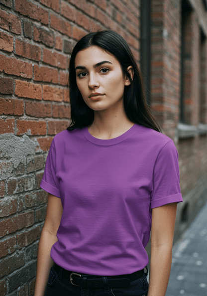 Classic Fit Solid T-Shirt - Purple - Sooto