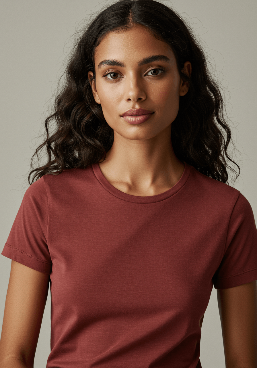 Classic Fit Solid T-Shirt - Brick Red - Sooto