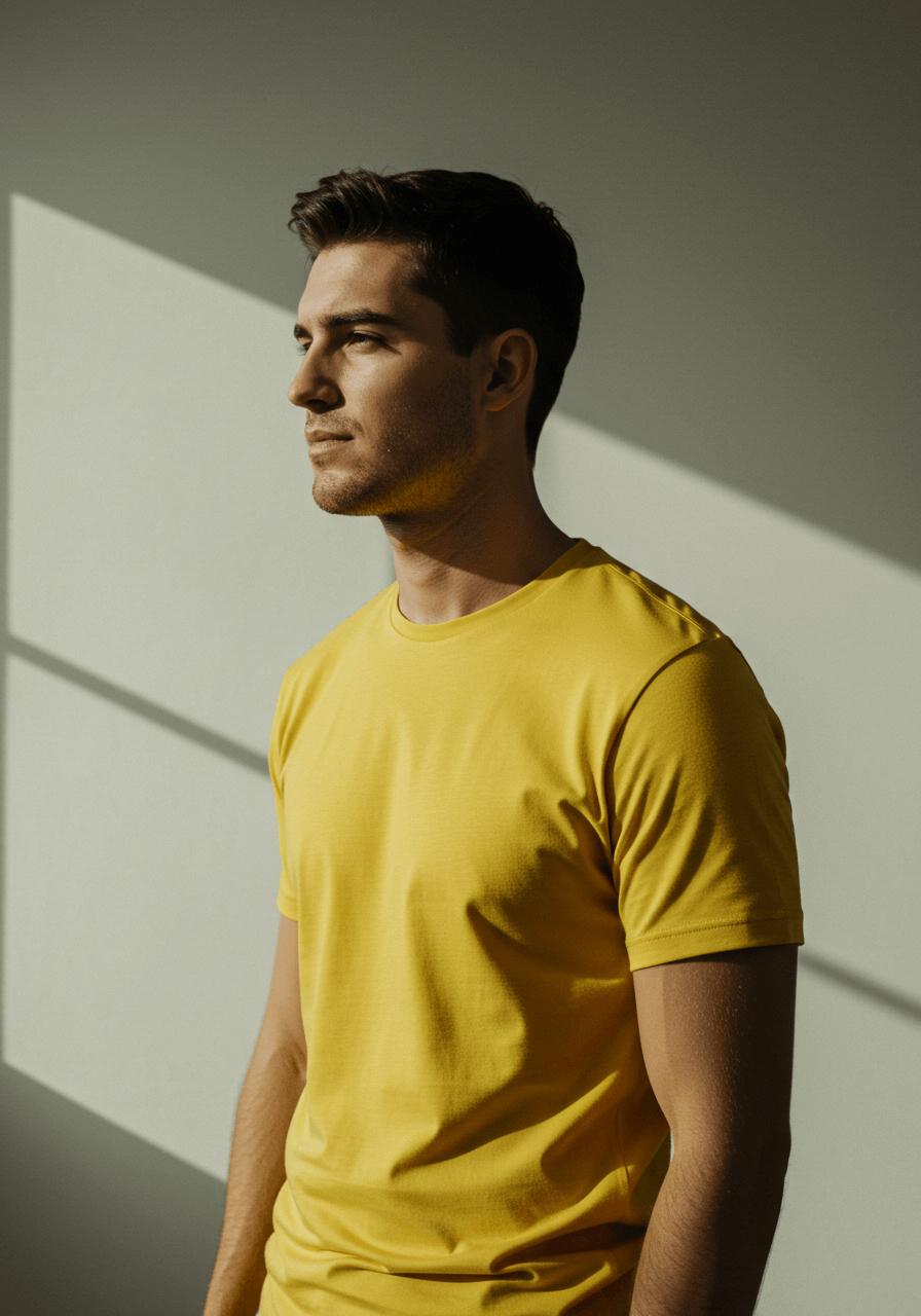 Classic Fit Solid T-Shirt - Yellow - Sooto